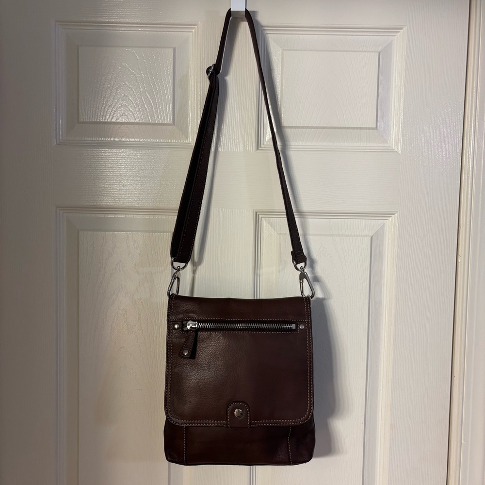 Fossil Brown Leather Messenger Crossbody Bag